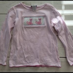 Smocked Cat Pink Bell Sleeve Top